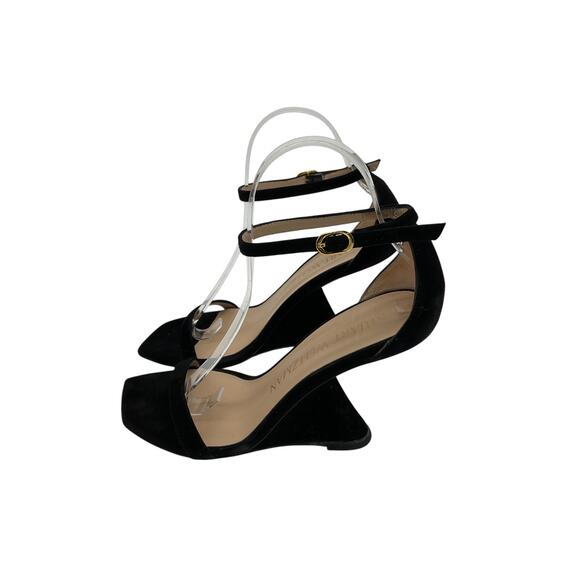 Stuart Weitzman 'Nudistrebel' Black Suede Sandal Size 7.5 - Picture 3 of 6
